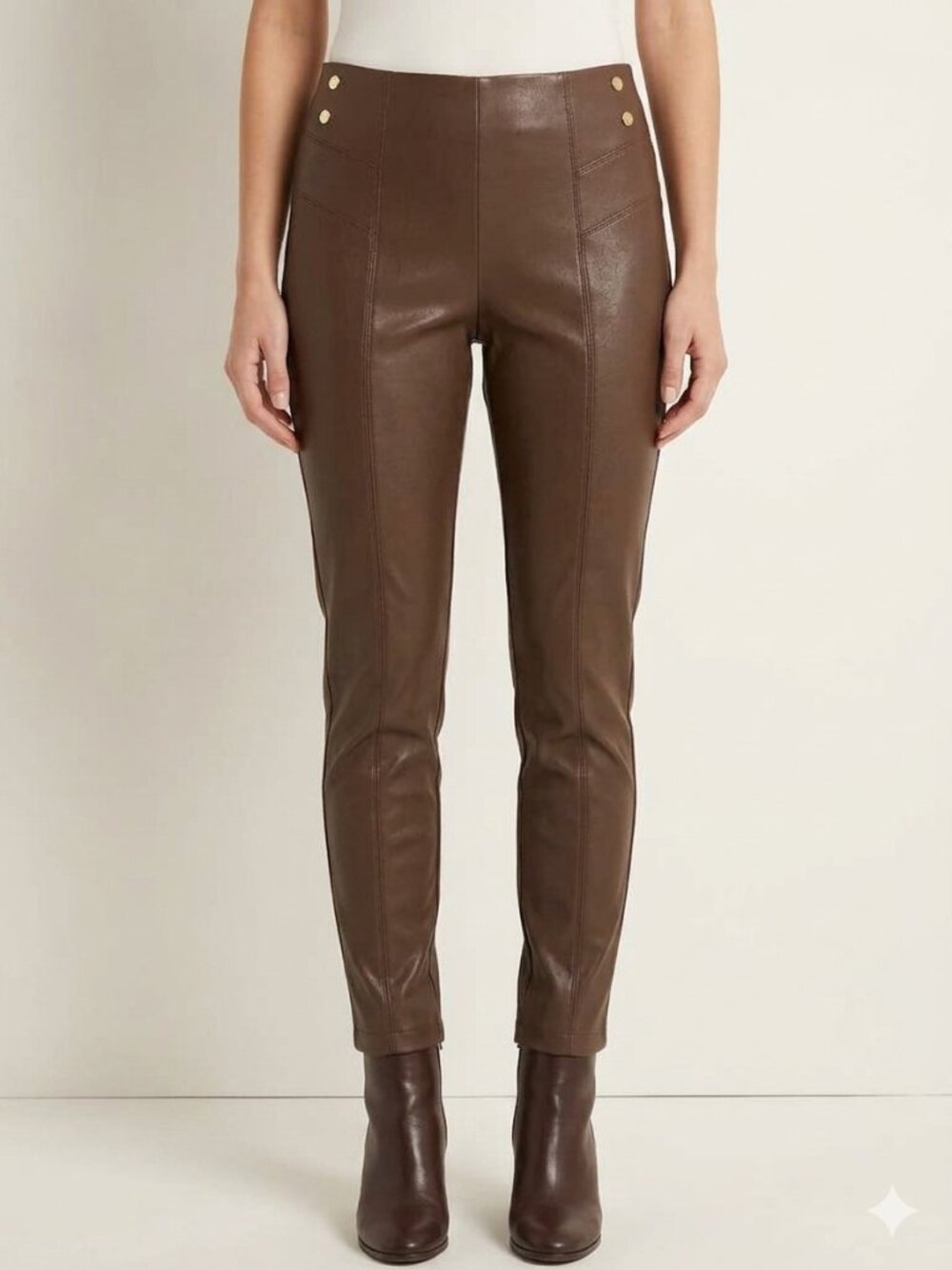 MARC NEW YORK Andrew Marc Pleather Pants size M Brown